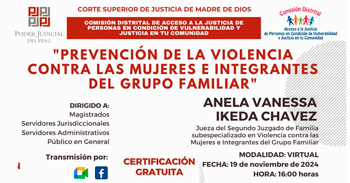 Evento online "Prevención de la violencia contra las mujeres e integra del grupo familiar" de la CSJMD