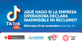 Evento online "¿Qué hago si la empresa operadora declara inadmisible mi reclamo?" en OSIPTEL