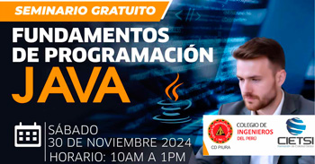 Seminario online gratis "Fundamentos de Programación Java" de CIETSI Perú