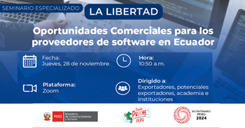  Seminario virtual "Oportunidades Comerciales para los proveedores de software en Ecuador"  del MINCETUR