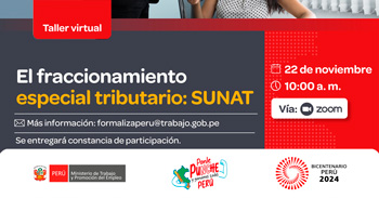 Taller gratis online "El fraccionamiento especial tributario: SUNAT" del MTPE