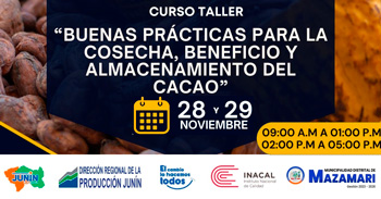 Taller presencial "Buenas Prácticas para la Cosecha, Beneficio y Almacenamiento del Cacao" 