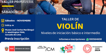  Taller presencial "Violín Niveles de iniciación: básico e intermedio"  del Museo José Carlos Mariátegui