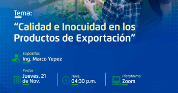 Webinar online gratis "Calidad e Inocuidad en los Productos de Exportación"