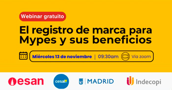  Webinar online gratis " El registro de marca para Mypes y sus beneficios " del INDECOPI