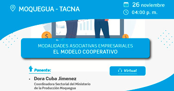 Webinar online "Modalidades asociativas empresariales el modelo cooperativo" de Sierra y Selva Exportadora