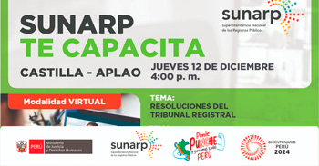  Charla online gratis "Resoluciones del tribunal registral" de la SUNARP