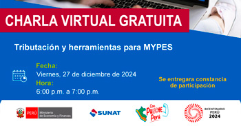  Charla online gratis "Tributación y herramientas para MYPES" de la SUNAT