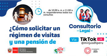 Evento online gratis "¿Cómo solicitar un régimen de visitas y una pensión de alimentos?"del MINJUSDH