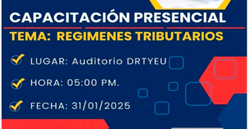  Capacitación presencial gratis "Regímenes Tributarios" de la DRTPE de Ucayali