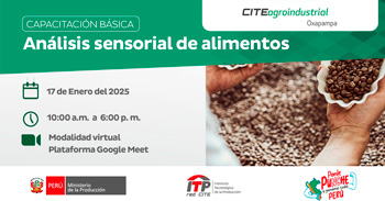  Capacitación online " Análisis sensorial de alimentos " de la CITEagroindustrial Oxapampa