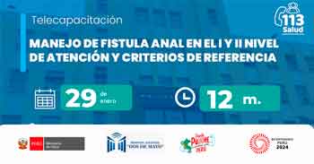  Capacitación online gratis "Manejo de fístula anal en el i y ii nivel de atención y criterios de referencia"