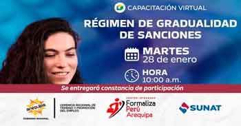  Capacitación online  "Régimen de gradualidad de sanciones" de la GRTPE – Arequipa