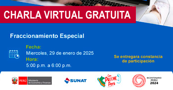  Charla online gratis "Fraccionamiento Especial" de la SUNAT