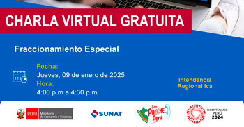  Charla online gratis "Fraccionamiento Especial" de la SUNAT