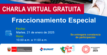  Charla online gratis "Fraccionamiento Especial" de la SUNAT