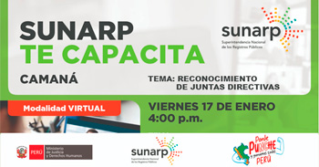  Charla online gratis "Reconocimiento de juntas directivas " de la SUNARP