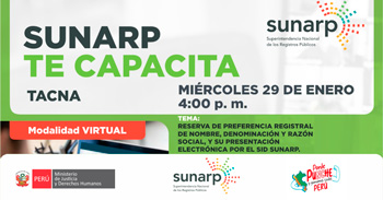 Charla online gratis "Reserva de preferencia registral de nombre, denominación y razón social" de la SUNARP