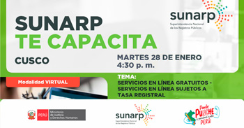 Charla online gratis "Servicios en línea gratuitos" de la SUNARP