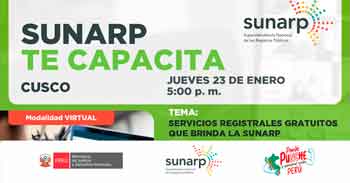  Charla online gratis "Servicios gratuitos que brinda la SUNARP" 