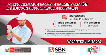  Curso online gratis certificado: Actos de Administración a Título Oneroso a favor de Privados (SBN)