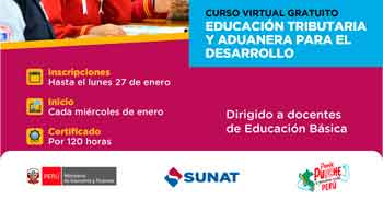  Curso online gratis certificado "Educación Tributaria y Aduanera para el Desarrollo" de la SUNAT