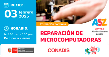 Curso online gratis "Reparación de microcomputadoras" del MIMP Conadis