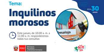  Evento online gratis Consultorio legal "Inquilinos morosos"del MINJUSDH