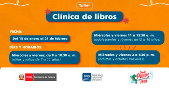  Taller presencial gratis "Clínica de libros" de la BNP