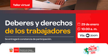 Taller online gratis "Deberes y derechos de los trabajadores" del MTPE