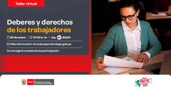  Taller online gratis "Deberes y derechos de los trabajadores" del MTPE