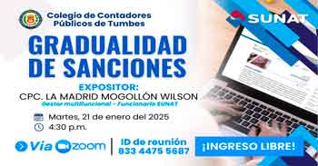  Taller online gratis "Gradualidad de sanciones" del Colegio de Contadores Públicos Tumbes