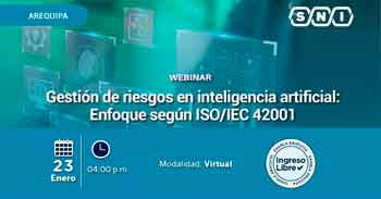  Webinar online "Gestión de riesgos en inteligencia artificial: Enfoque según ISO/IEC 42001" de la SNI