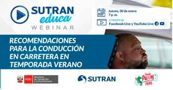  Webinar online "Recomendaciones para la conducción en carretera en temporada de verano"  de la SUTRAN