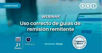  Webinar online "Uso correcto de guías de remisión remitente" de la SNI