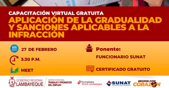  Capacitación online gratis " Aplicación de la gradualidad y sanciones aplicables a la infracción " 