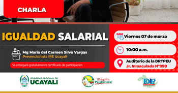  Charla online gratis "Igualdad salarial" de la DRTPE de Ucayali