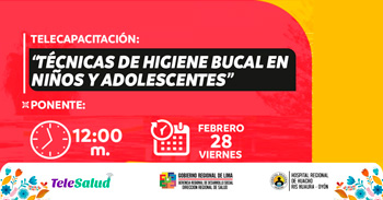  Capacitación online gratis "Técnicas de higiene bucal en niños y adolescente" del Hospital Regional de Huacho