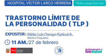  Capacitación online  "Trastorno Límite de la Personalidad (TLP)" del MINSA