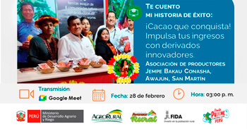  Charla online "Cacao que conquista: Impulsa tus ingresos con derivados innovadores"" de Agro Rural