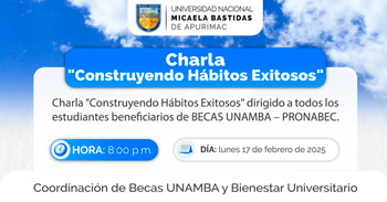  Charla online "Construyendo Hábitos Exitosos " de la Unamba