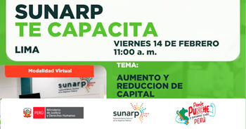  Charla online gratis "Aumento y reducción de capital" de la SUNARP