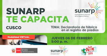  Charla online gratis "Declaratoria de fábrica en el registro de predios" de la SUNARP