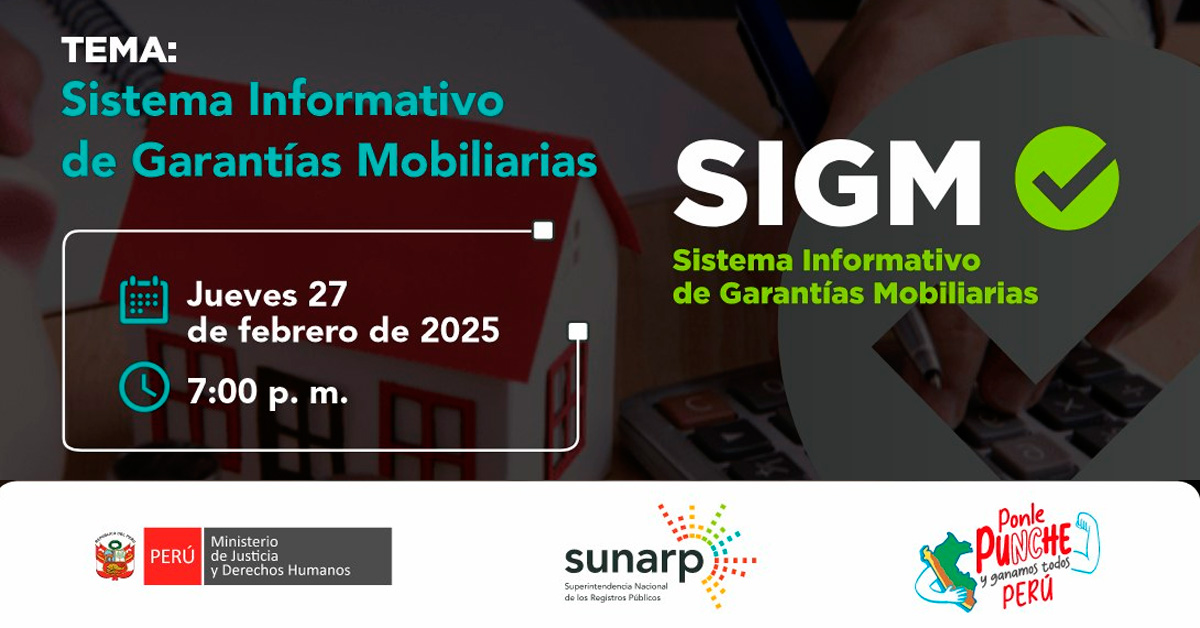  Charla online gratis "Sistema Informativo de Garantías Mobiliarias" de la SUNARP