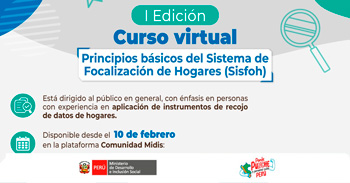 Curso online gratis sobre "Principios Básicos del Sistema de Focalización de Hogares (Sisfoh)" del MIDIS