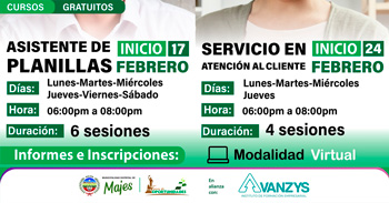  Cursos gratis online "Asistente de planillas y Servicio en atención al cliente" de la Municipalidad de Majes