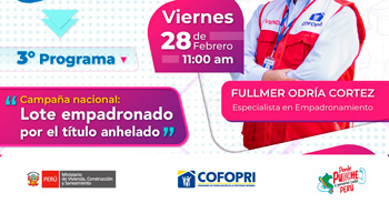  Evento online gratis "Lote empadronado por el título anhelado" de COFOPRI