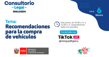  Evento online gratis "Recomendaciones para la compra de vehículos"del MINJUSDH