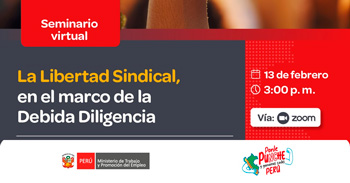  Seminario online gratis ""La libertad Sindical en el marco de la debida diligencia" del MTPE