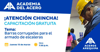  Capacitación presencial gratis " Barras corrugadas para el armado de escaleras "  de Aceros Arequipa